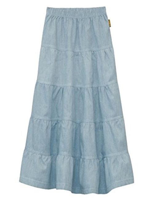 Baby'O Girl's (Children's) Ankle Length Long Denim 5 Tiered Skirt