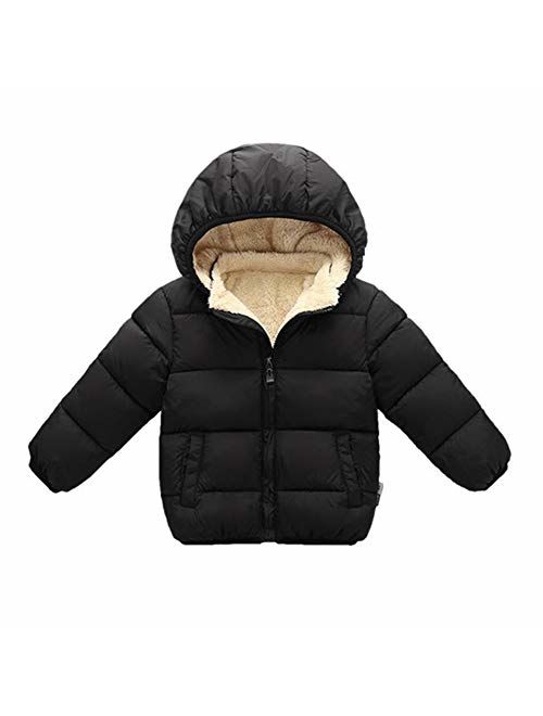 Toddler Baby Hooded Down Jacket Boys Girls Kids Thicken Warm Winter Coat Outerwear 1-7t