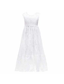 Flower Girls Dresses Bridesmaid Wedding Pageant Party Princess Communion Floral Boho Vintage Lace Dance Gown