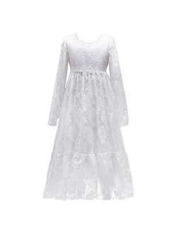 Flower Girls Dresses Bridesmaid Wedding Pageant Party Princess Communion Floral Boho Vintage Lace Dance Gown