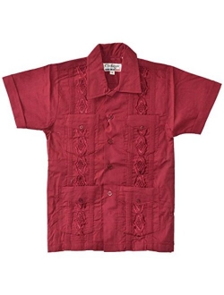 Maximos Kids Boys Guayabera Button-Up Shirt Embroidered Cuban Style Short Sleeves