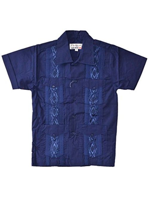 Maximos Kids Boys Guayabera Button-Up Shirt Embroidered Cuban Style Short Sleeves