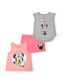 Girls 3-Piece Shirts and Short Set: Wide Variety Includes Minnie, Frozen, and Princess