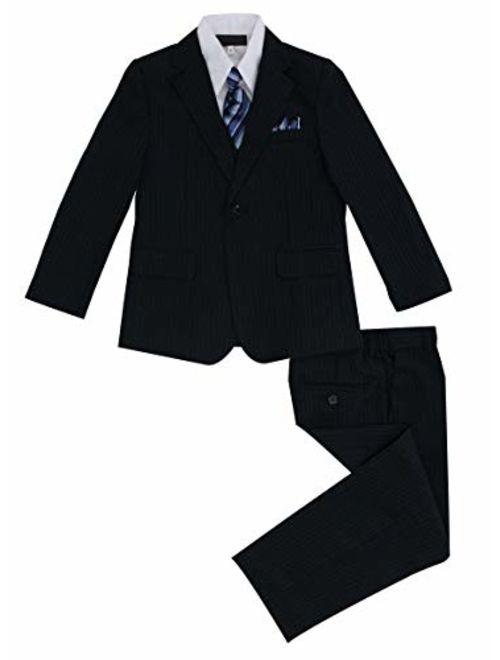 Luca Gabriel Toddler Boys' 5 Piece Pinstripe Suite Handkerchief Set