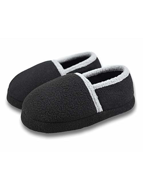 Tirzrro Little/Big Kids Warm Plush Fleece Slippers with Soft Memory Foam Slip-on Indoor Shoes