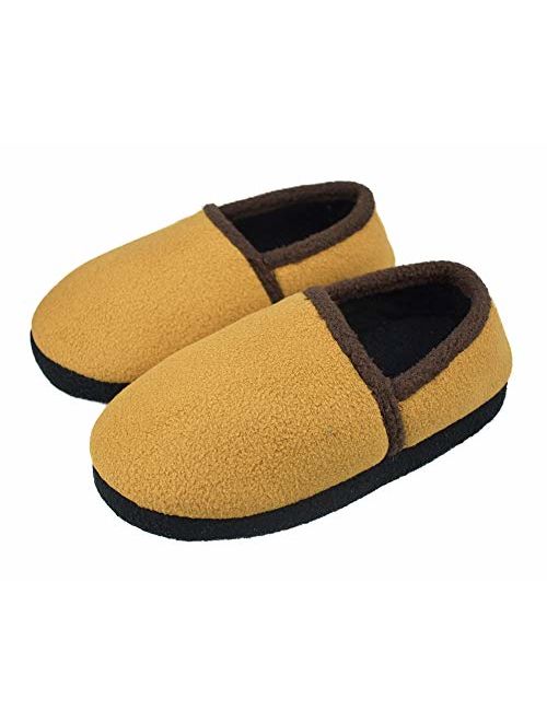 Tirzrro Little/Big Kids Warm Plush Fleece Slippers with Soft Memory Foam Slip-on Indoor Shoes