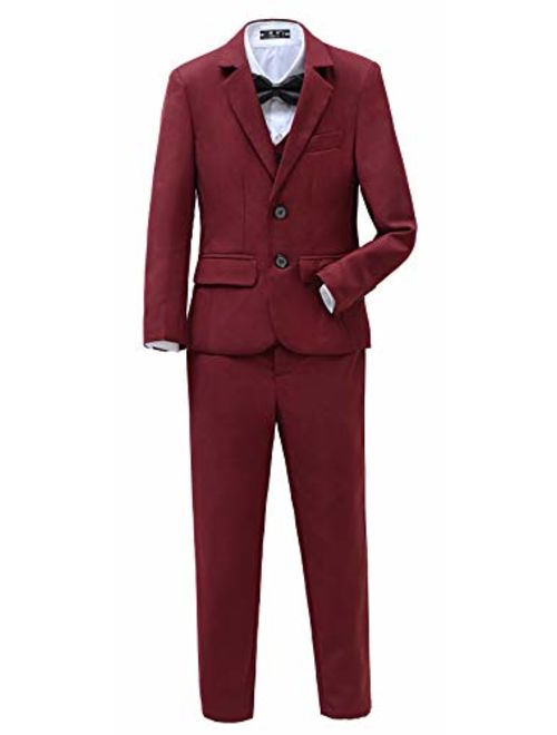 Yanlu Boys Suits Set 5 Piece Size 2T-14 Burgundy Slim Fit Boy Suit