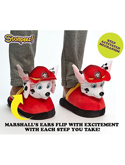 Stompeez Animated Marshal Plush Slippers - Ultra Soft and Fuzzy - Nickelodeon Paw Patrol Character - Ears Move as You Walk