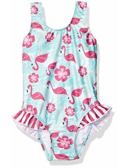 Flap Happy Girls' UPF 50+ Delaney Hip Ruffle Swimsuit