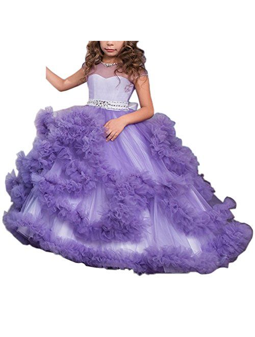 Stunning V-Back Luxury Pageant Tulle Ball Gowns for Girls 2-12 Year Old