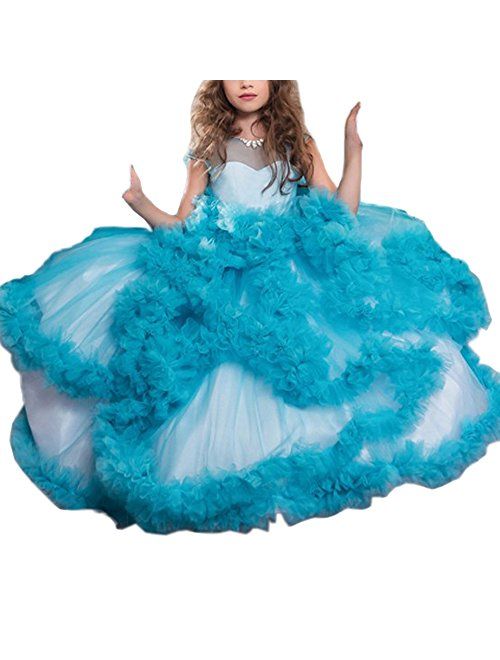 Stunning V-Back Luxury Pageant Tulle Ball Gowns for Girls 2-12 Year Old