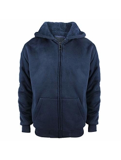 Yasumond Boys Hoodies Full Zip Up Sherpa Lined Fleece Lined Athletic Youth Kids Sweatshirts,Size 8-16