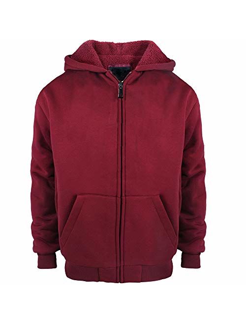 Yasumond Boys Hoodies Full Zip Up Sherpa Lined Fleece Lined Athletic Youth Kids Sweatshirts,Size 8-16