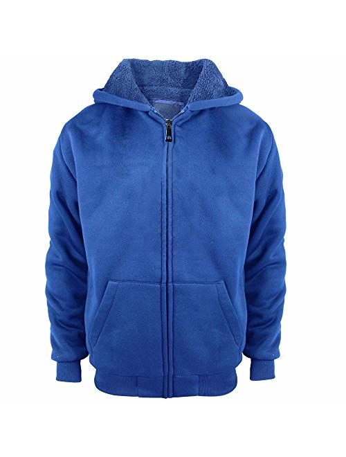 Yasumond Boys Hoodies Full Zip Up Sherpa Lined Fleece Lined Athletic Youth Kids Sweatshirts,Size 8-16