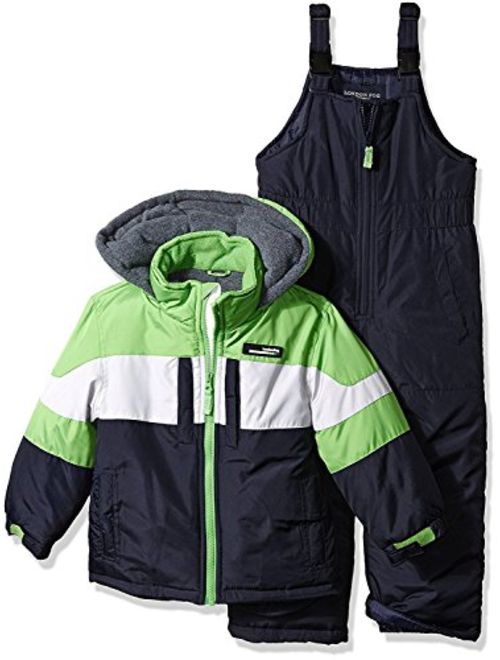 London Fog Big Boys' 2-Piece Colorblock Snow Bib and Jacket Snowsuit