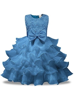 Kids Tales Girls Princess Bowknot Wedding Dress Ruffles Pageant Party Dress