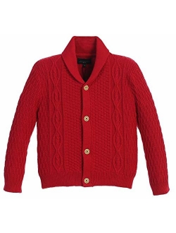 Boy's 100% Cotton Knitted Shawl Collar Cardigan Sweater