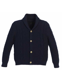 Boy's 100% Cotton Knitted Shawl Collar Cardigan Sweater