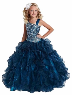 HuaMei Little Girls Sequins Spagehetti Ball Gowns Pageant Dresses