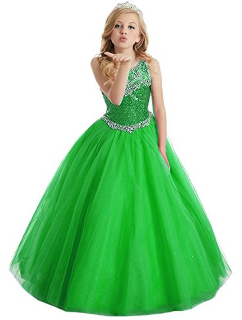 HuaMei Little Girls Sequins Spagehetti Ball Gowns Pageant Dresses