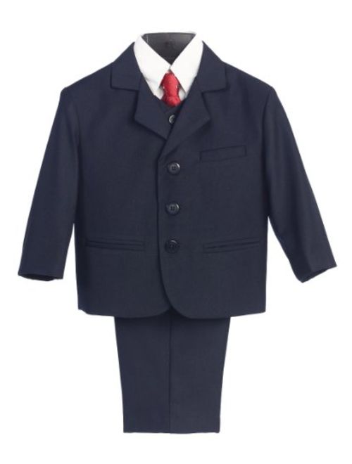 Infant Toddler Husky Boy's Dress Suit with Shirt Vest & Tie (5 Piece)