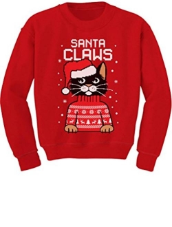 Santa Claws Cat Ugly Christmas Sweater Youth Kids Sweatshirt