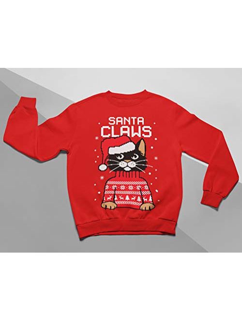 Santa Claws Cat Ugly Christmas Sweater Youth Kids Sweatshirt