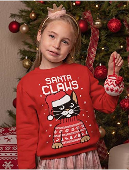 Santa Claws Cat Ugly Christmas Sweater Youth Kids Sweatshirt