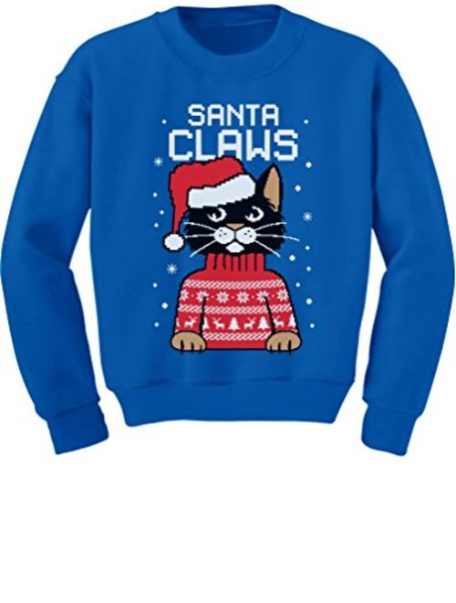 Santa Claws Cat Ugly Christmas Sweater Youth Kids Sweatshirt