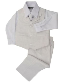 Gino Giovanni Boys Summer Linen Blend Suit Vest Dresswear Set