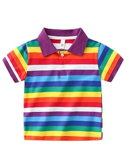 Boys Rainbow Striped Shirt Cotton Long Sleeve T-Shirts