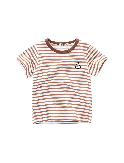 Boys Rainbow Striped Shirt Cotton Long Sleeve T-Shirts