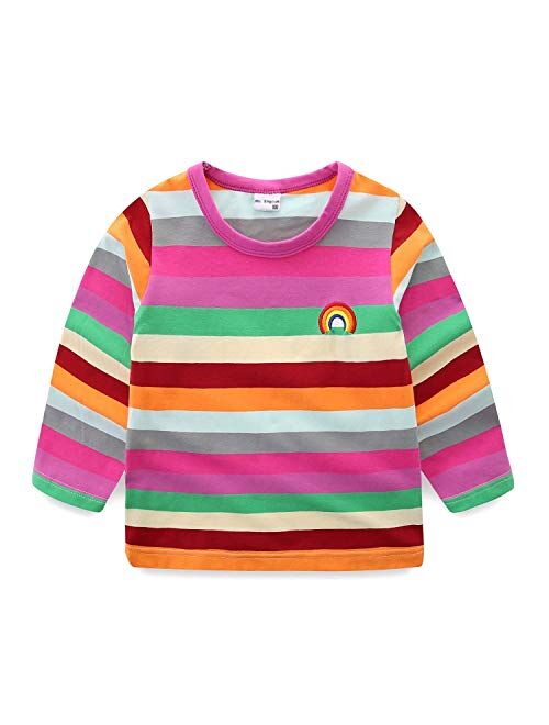 Boys Rainbow Striped Shirt Cotton Long Sleeve T-Shirts