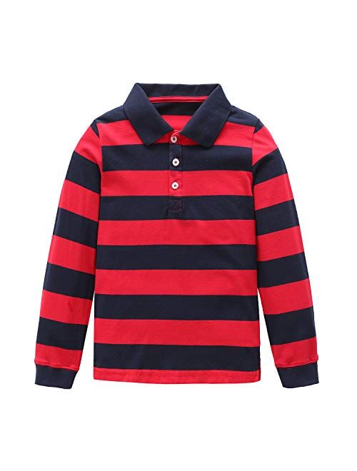 Boys Rainbow Striped Shirt Cotton Long Sleeve T-Shirts