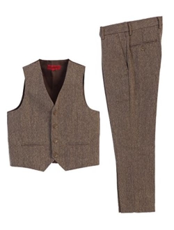 Boy's 2 Piece Tweed Plaid Vest and Pants Set