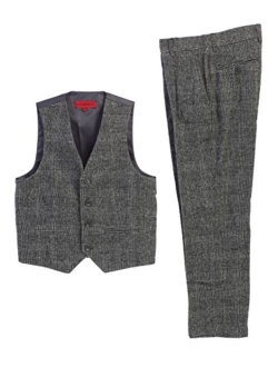 Boy's 2 Piece Tweed Plaid Vest and Pants Set