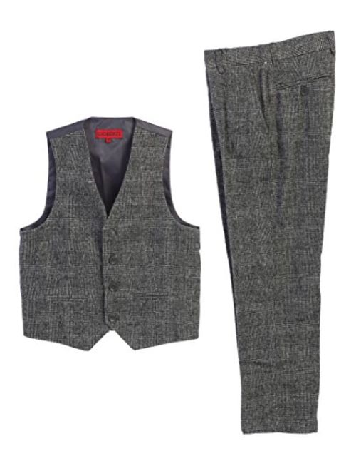 Gioberti Boy's 2 Piece Tweed Plaid Vest and Pants Set