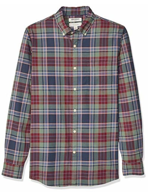 Amazon Brand - Goodthreads Men's Slim-Fit Long-Sleeve Lightweight Madras Plaid Shirt