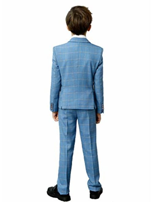 YuanLu Boys Suits 5 Piece Set Slim Fit Royal Blue Boy Suit