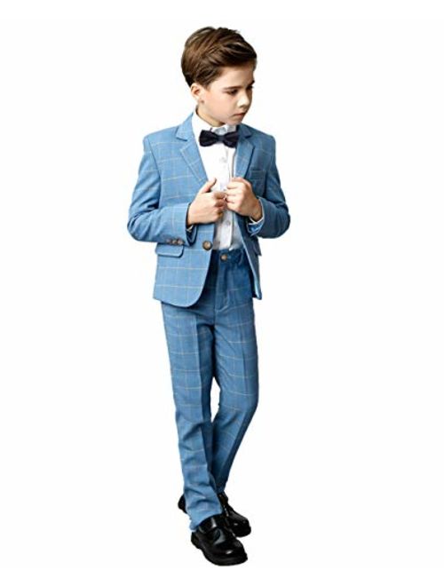 YuanLu Boys Suits 5 Piece Set Slim Fit Royal Blue Boy Suit