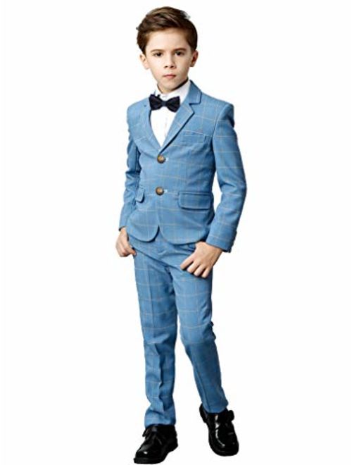 YuanLu Boys Suits 5 Piece Set Slim Fit Royal Blue Boy Suit