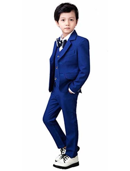 YuanLu Boys Suits 5 Piece Set Slim Fit Royal Blue Boy Suit