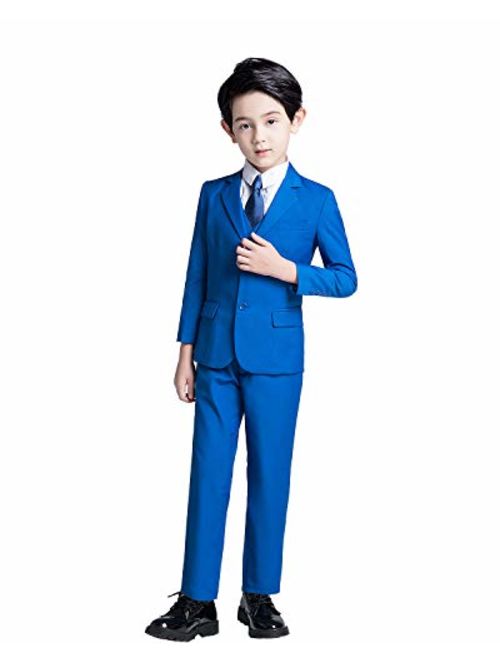 YuanLu Boys Suits 5 Piece Set Slim Fit Royal Blue Boy Suit