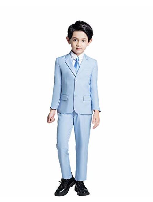 YuanLu Boys Suits 5 Piece Set Slim Fit Royal Blue Boy Suit