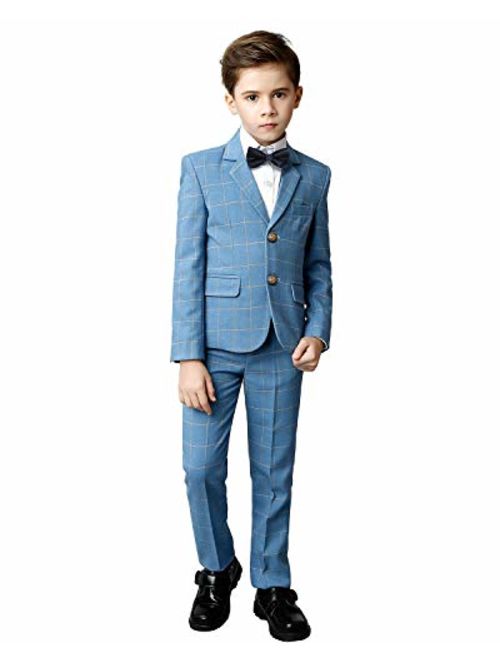 YuanLu Boys Suits 5 Piece Set Slim Fit Royal Blue Boy Suit