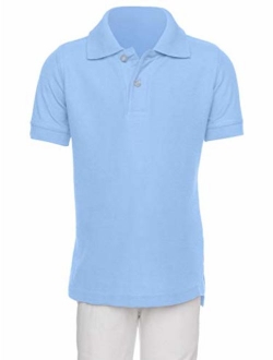 AKA Boys Wrinkle-Free Polo Shirt - Pique Chambray Collar Comfortable Quality