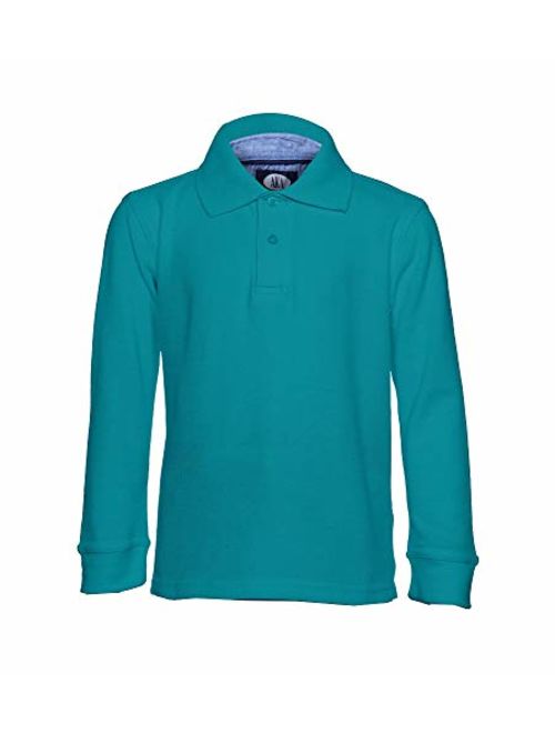 AKA Boys Wrinkle-Free Polo Shirt - Pique Chambray Collar Comfortable Quality