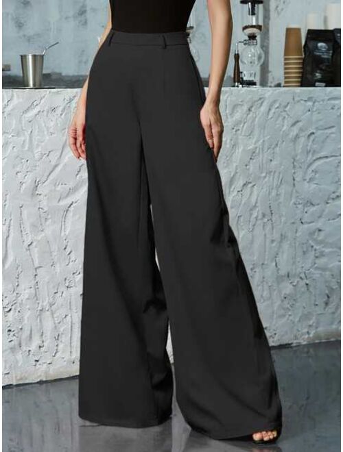 Shein Double Crazy Zip Back Wide Leg Pants