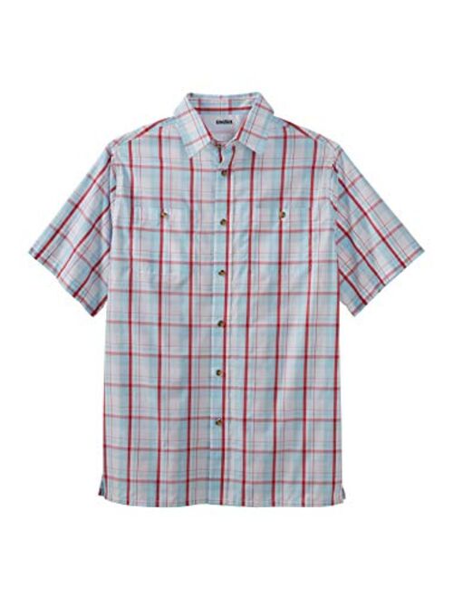 KingSize Men's Big and Tall Short-Sleeve Plaid Sport Shirt