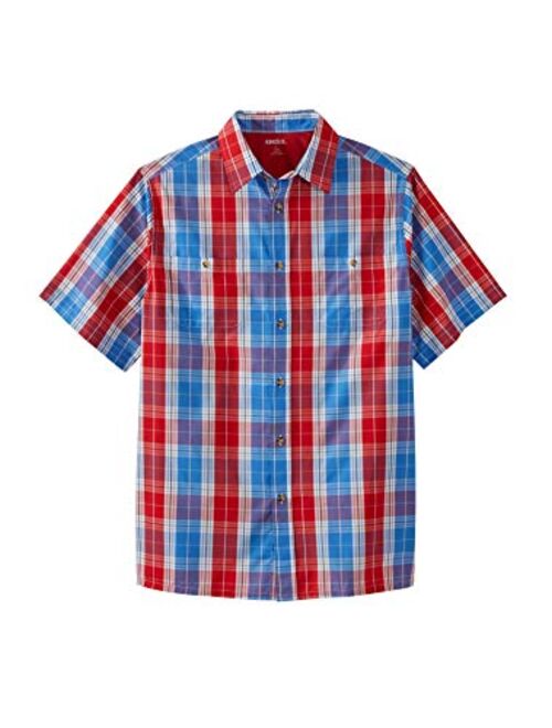 KingSize Men's Big and Tall Short-Sleeve Plaid Sport Shirt